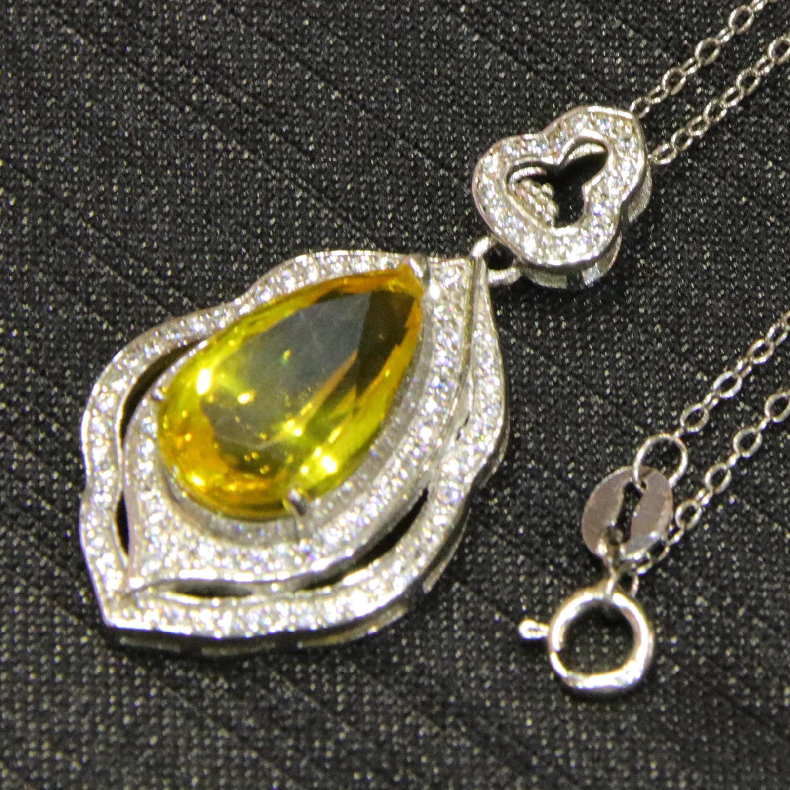 

Floral Drop Blue Amber Pendant, 18K Gold Plated 925 Sterling Silver Jewelry for Women Gift
