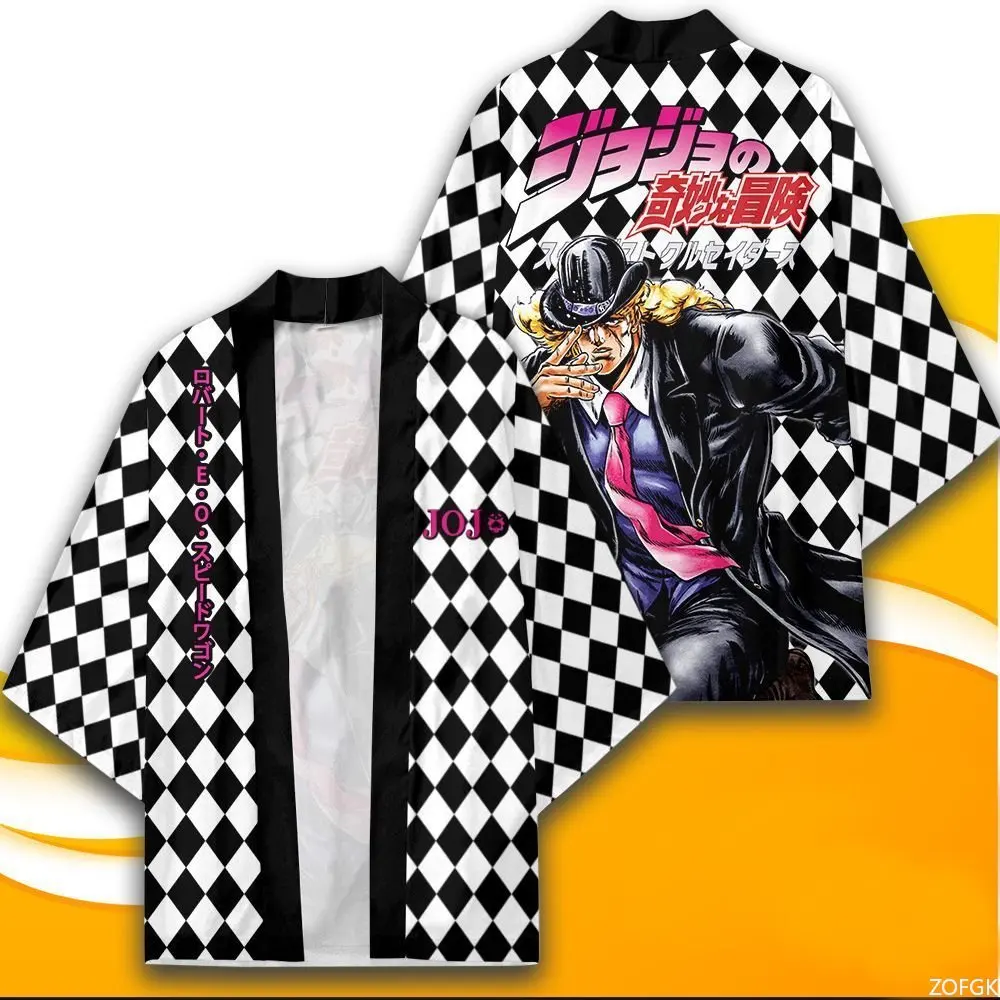 Anime JoJo's Bizarre Adventure Role-playing Kimono 3D Dicetak Yukata Cape Cardigan Pakaian Olahraga Kostum Halloween
