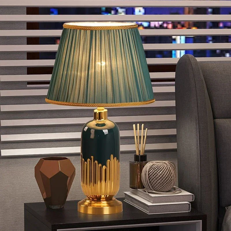 CEDRIC Modern Ceramic Table Lamp LED Simple Creative Green Nordic Bedside Desk Light for Home Living Room Bedroom Decor