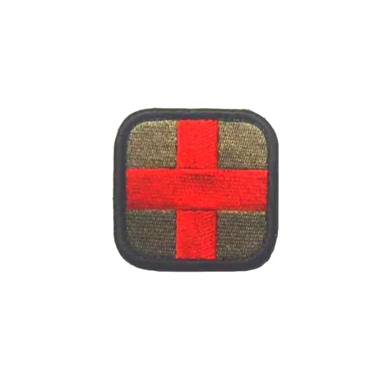 Red Cross Tactical Badge Embroidery Hook Loop Patch Battlefield Rescue Square Emblem Military Camo Medical Flag for Uniforms DIY