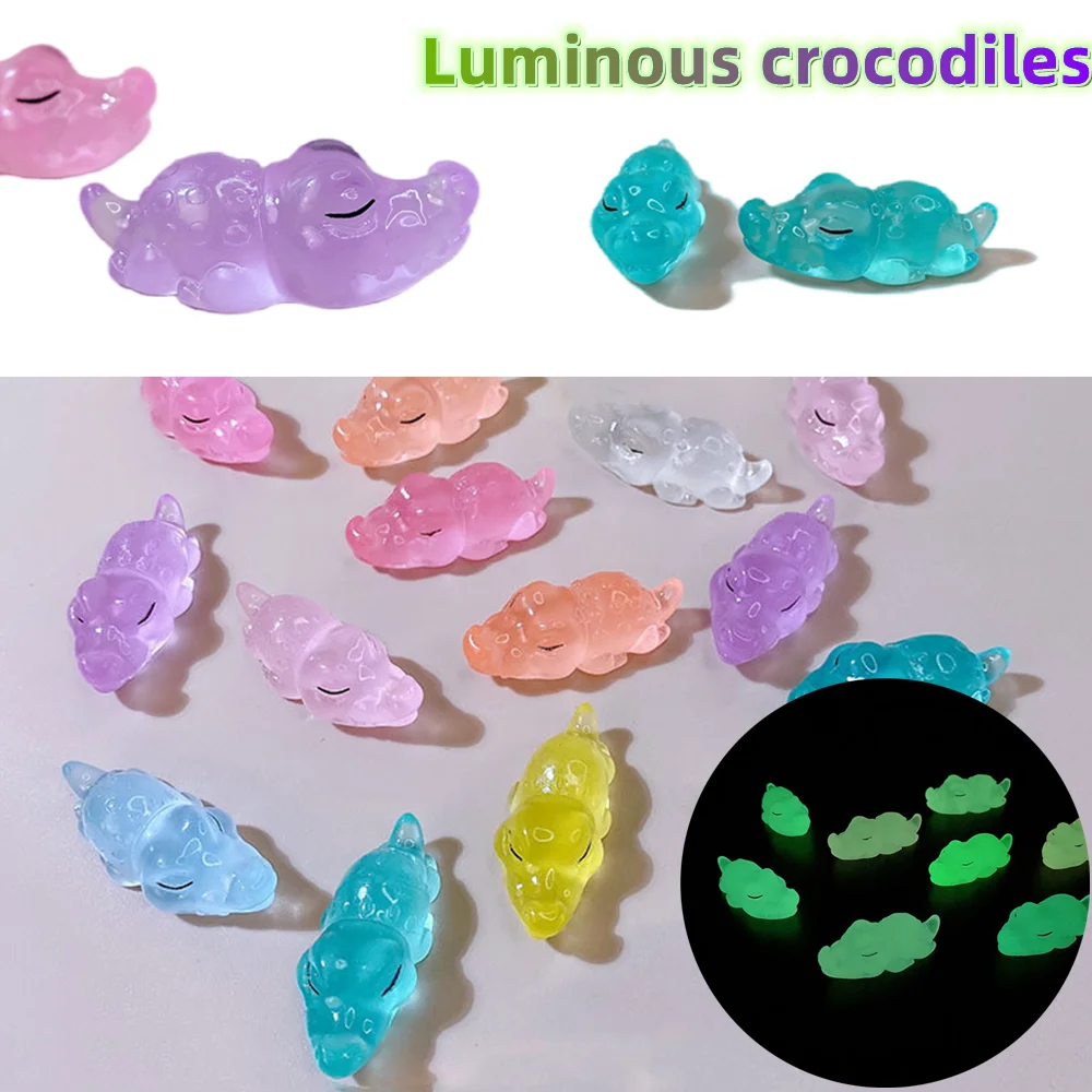 35mm Luminous Crocodiles Fairy Garden Figures 50PCS Miniature Alligator Home Decor Moss Micro Landscape Accessories Kawaii