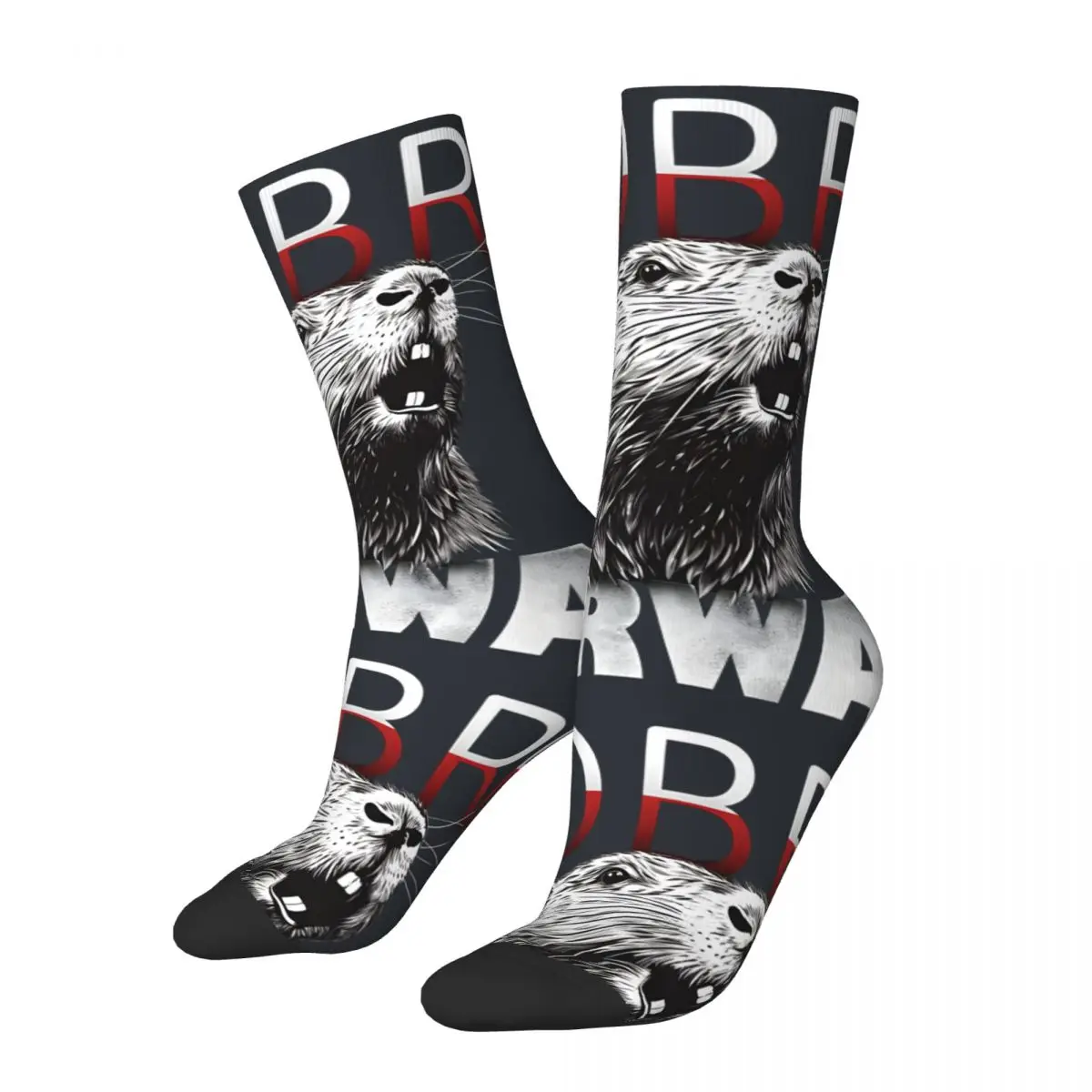 Hip Hop Vintage Polish Beaver Meme Crazy Men's compression Socks Unisex Bobr Kurwa Harajuku Pattern Funny Novelty Boys Gift