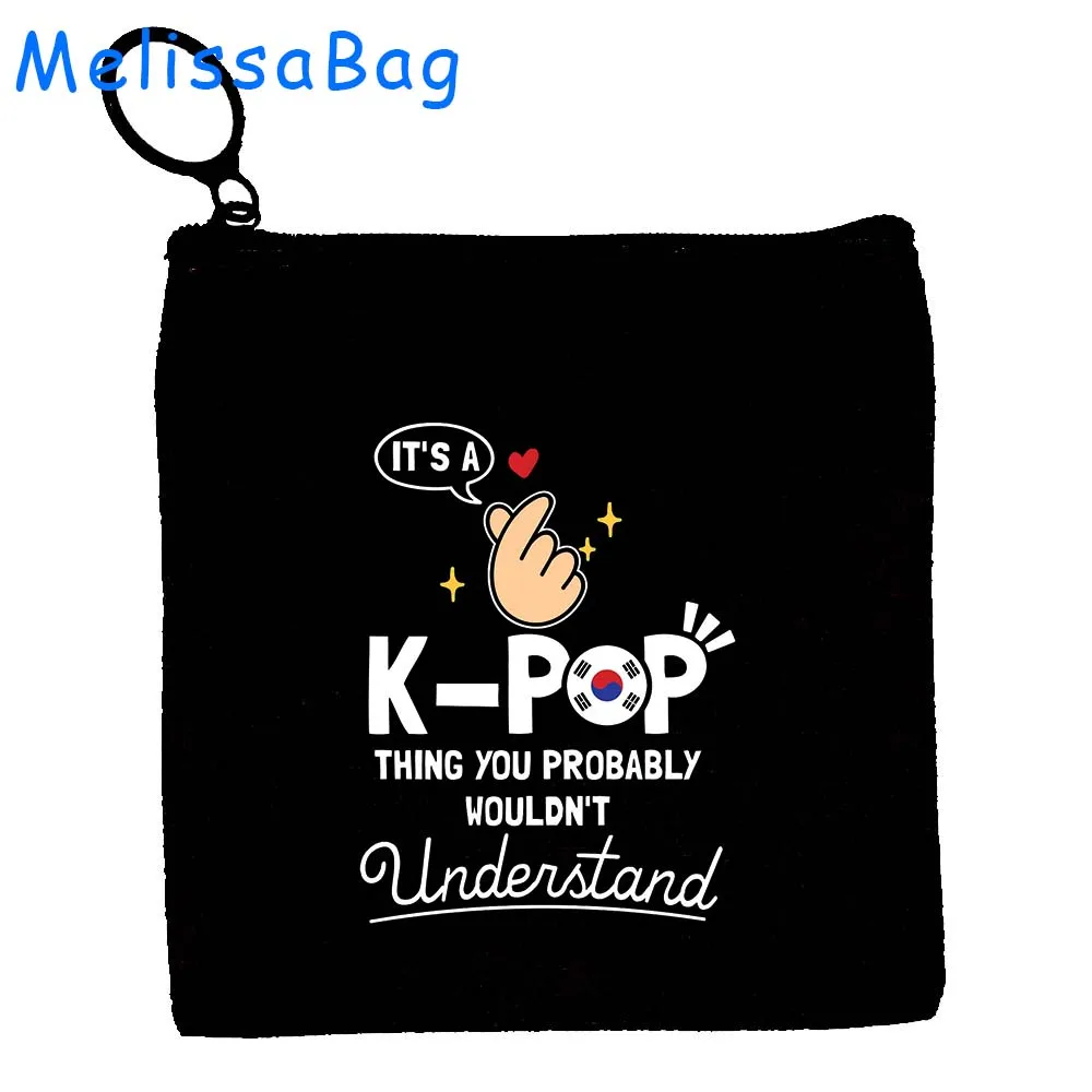 Kdrama KPop Lover Kpop Girl Eat Sleep KPop Repeat Heart South Korea Gifts Canvas Coin Purse Key Case Storage Bags Wallet Pouch