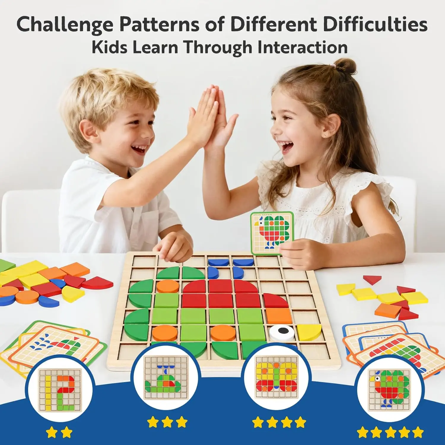 ألعاب ألغاز مونتيسوري الخشبية فسيفساء أشكال ملونة لعبة حسية لعبة تعليمية مبكرة كتل نمط بانوراما لهدايا الأطفال الصغار