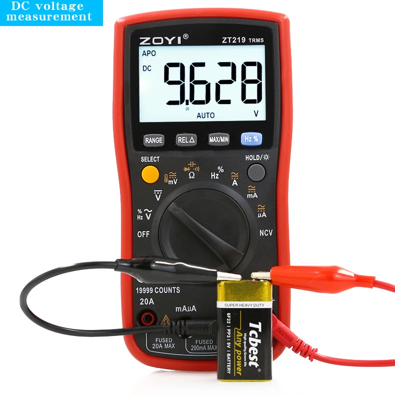 ZOYI Auto-Range Multimeter ZT219 High-Precision 4.5-Digit True RMS Digital Multimeter with Overload Protection, 19999 Counts