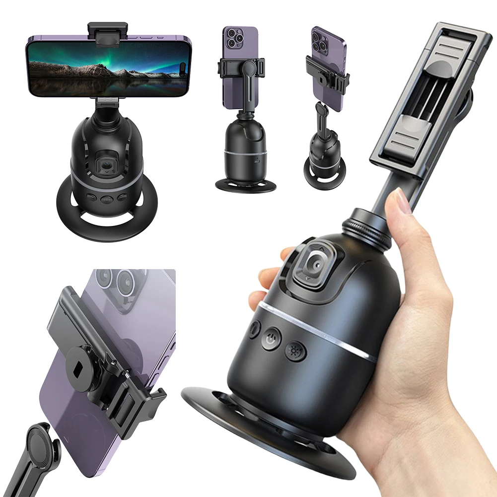 Auto Face Tracking Tripod 360° Rotation Follow Up Pan Tilt No App with Remote & Gesture Control for Tiktok Live Video Recording