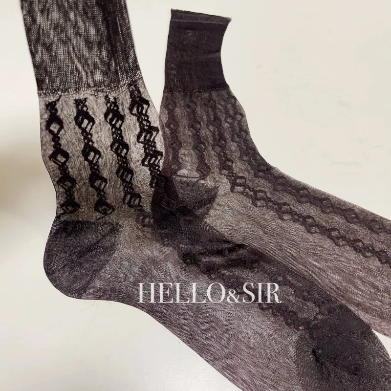 See Through Men Thin Silk Socks New Multicolor Sheer Classic Formal Dress Business Socks for Leather Shoes Sexy Collection Socks