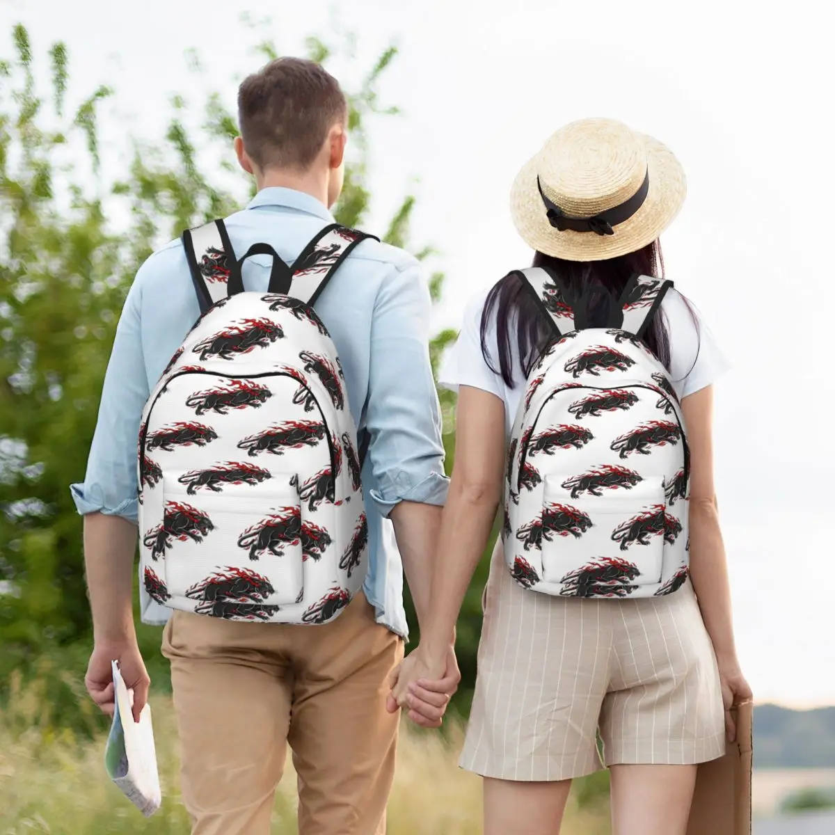 Fiery Panther Flaming Beast Backpack Hot Sale Daypack Large Capacity Children BookBag School Bag Shoulder Bags for Men Women