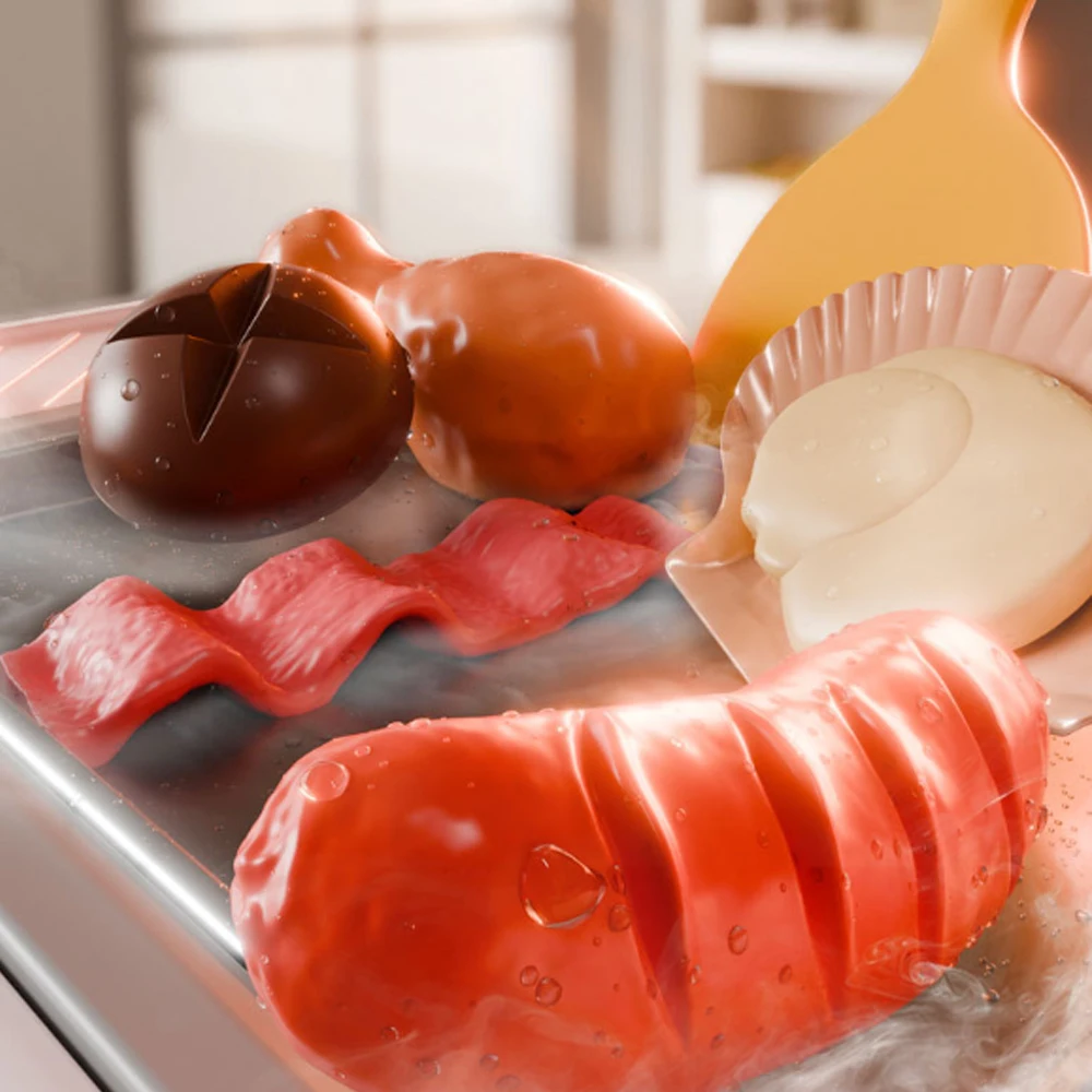 Mini Playhouse Simulazione Pollo fritto Negozio Utensili da cucina Set Negozio per barbecue Cucina Cibo a colori variabili Kitchenwaer Regali per bambini