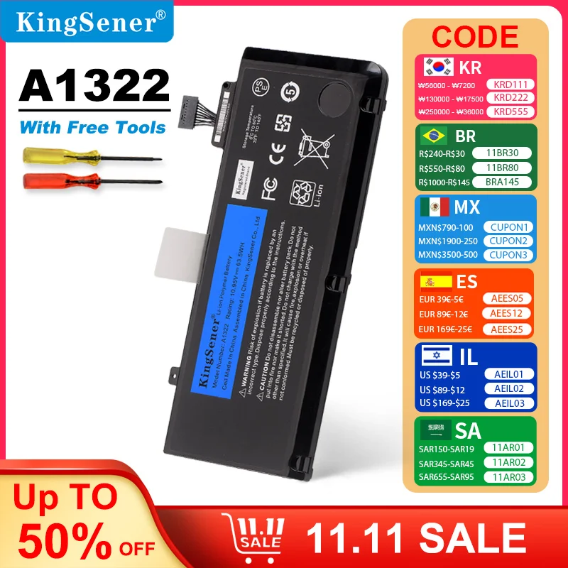 KingSener A1322 A1278 Battery For Apple MacBook Pro 13