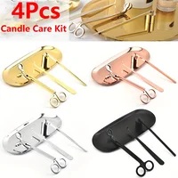 4pcs/set Luxury Candle Care Kit Stainless Steel Wick Trimmer Scissors Extinguisher Hooks DIY Candles Tool Candle Accessories Set 3