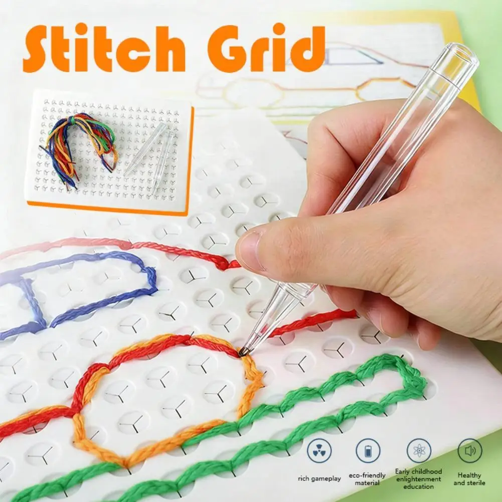 Bambini fatti a mano fai da te bordo da infilare giocattolo da infilare corda colorata corda puzzle giocattoli fai da te punto griglia disegno con penne punto griglia