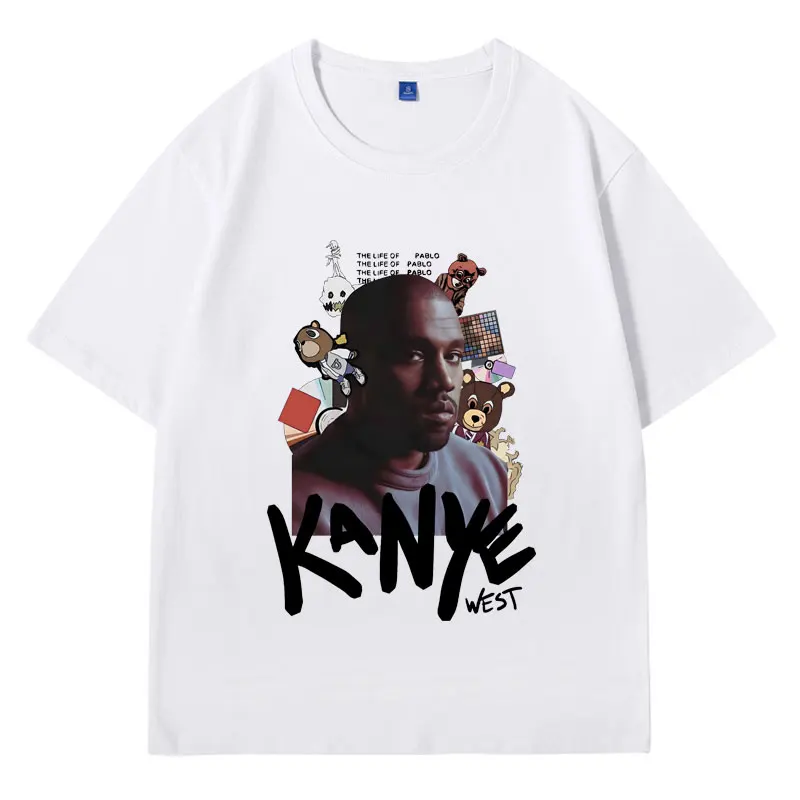 

2024 Rapper Kanye West Aesthetic Harajuku T-shirt Rock Hip-hop Short Sleeves T Shirt Men Women Fashion Casual Cotton Tee Shirts
