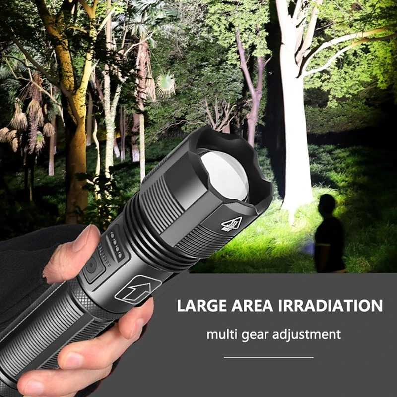 Powerful 4 Core LED Flashlight Zoomable Aluminum Alloy XHP70.2 XHP50.2 Tactical Torch Usb Rechargeable Use 18650 Battery