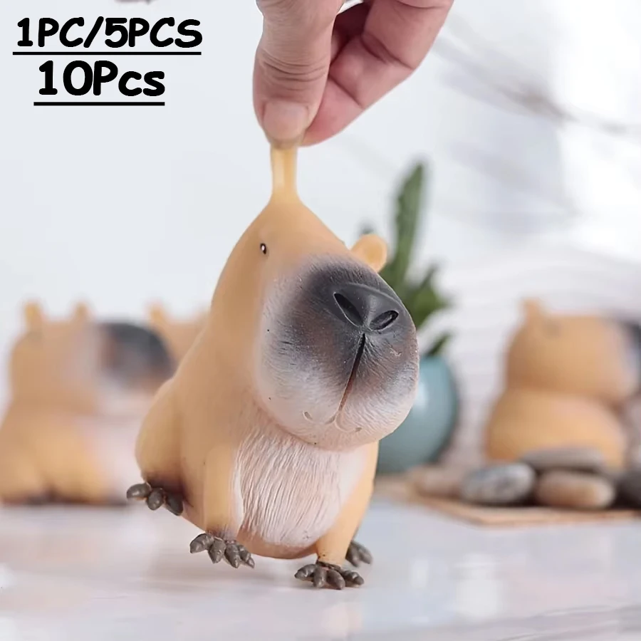 1/10pcs Durable Rubber Capybara Squishy Toy - Quick Rebound Unique Animal Stress Relief Fidget Toy, Perfect Party Gift