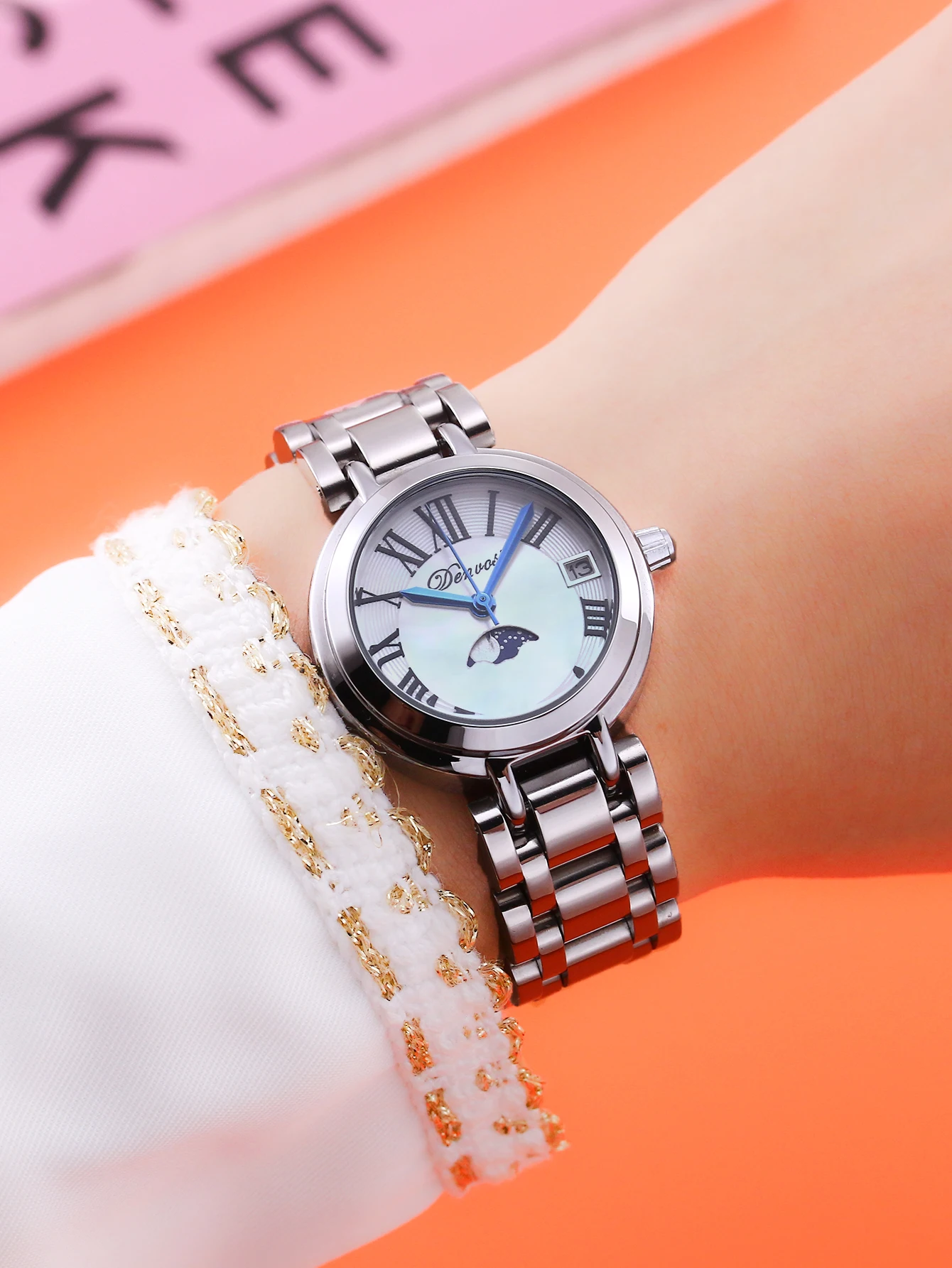 Original  Women\'s quartz watch Elegant refined fasion Stainless steel waterproof Ladies wristwatch