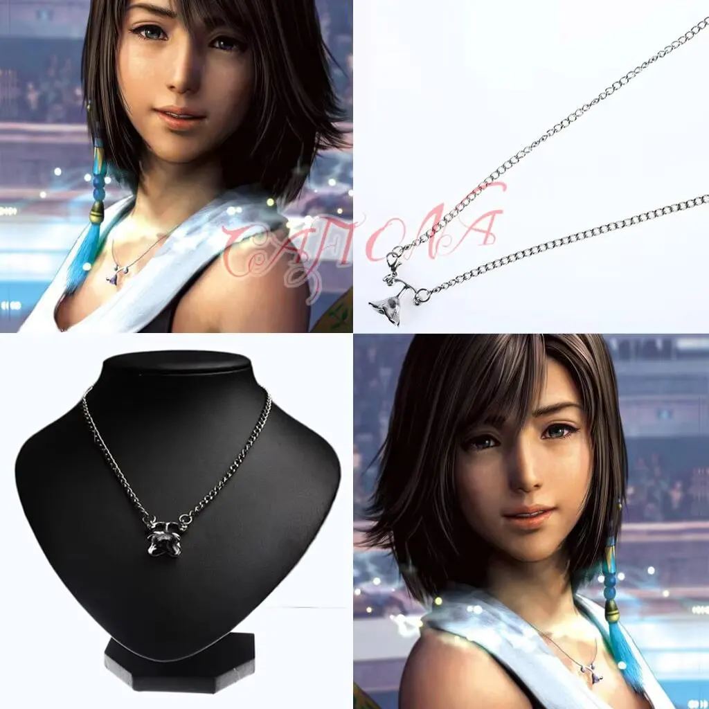 Ожерелье-цепочка Cafiona Final Fantasy Yuna с подвеской-колокольчиком, модное ювелирное украшение, серебристый цвет