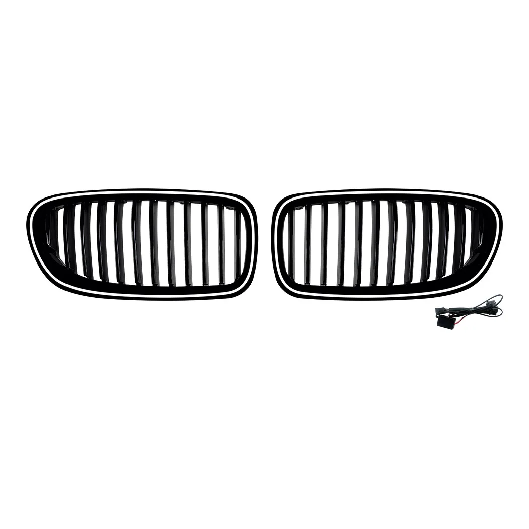 For BMW 5 Series F10 F11 Pre-LCI 2010-2013 LED Light Front Grill Gloss Black Illuminated Split Kidney Grille Car Mod Accessory