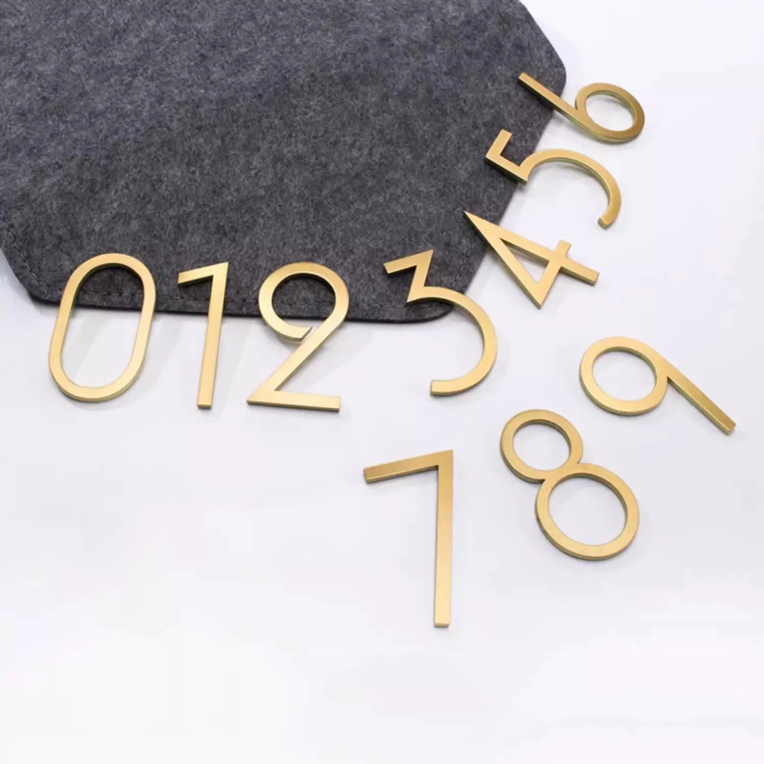 1 PC Solid Brass House Numbers with Backing Adhesive Gold Apartment Door Hotel Room Number 6CM