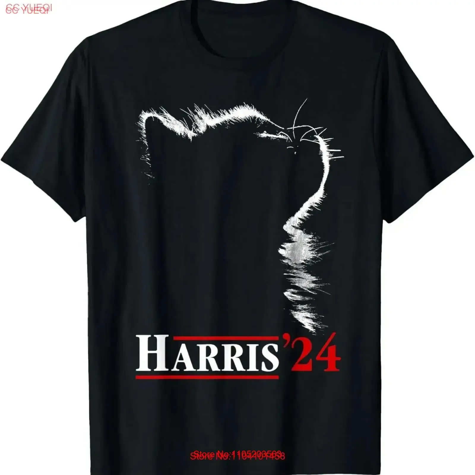 Harris 2024 Funny Cat Childless Lady Vote for President T Shirt vintage Washed homme Breathable Slightly Top For Everyday Wear