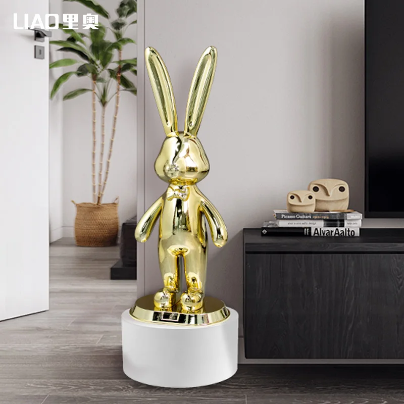 

luxury Home decoration Modern Cartoon Large Long-Eared standing Rabbit room ornaments wine cabinet Accessories Art Craft