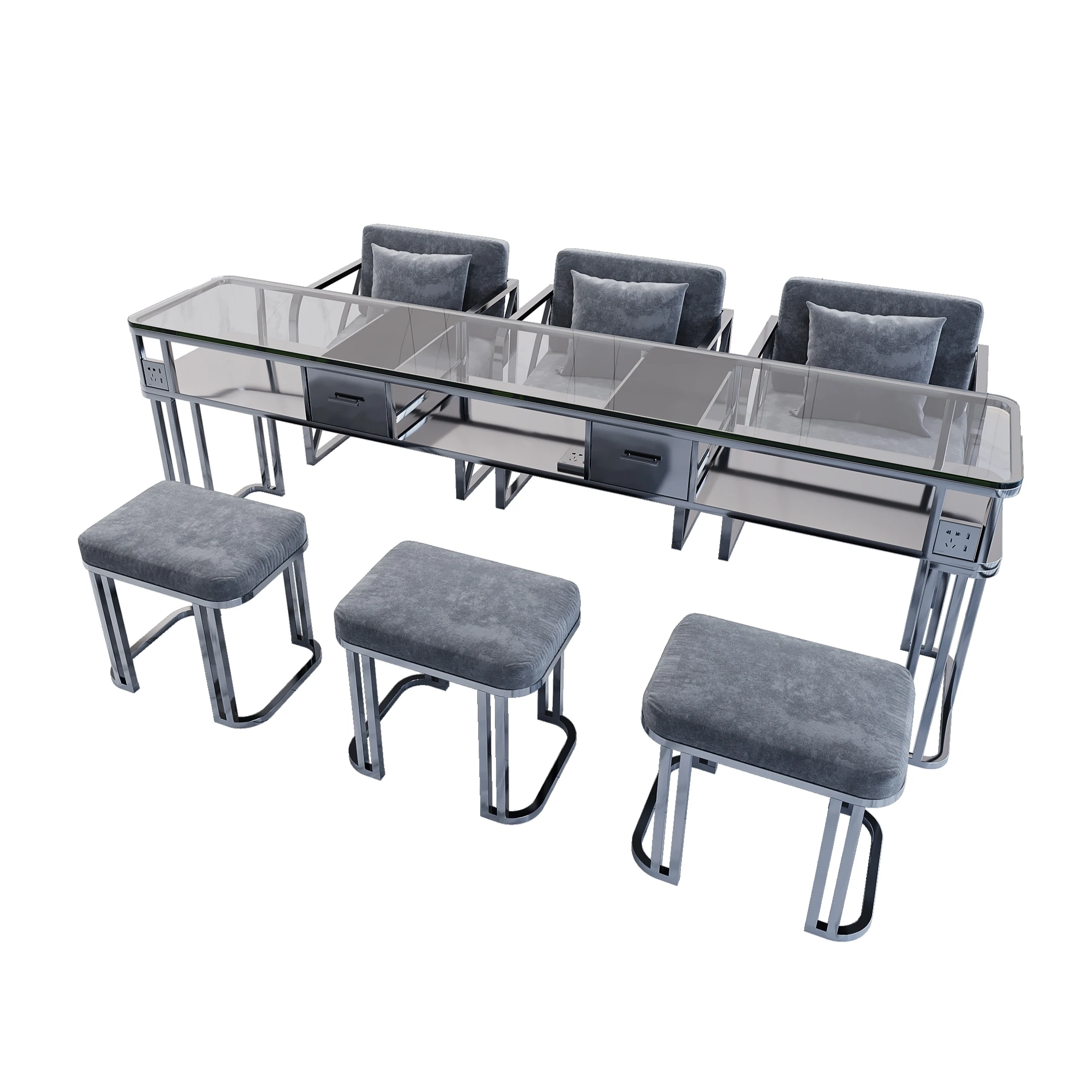 Mesa De cristal De lujo para manicura, tocador profesional nórdico, Mesa De almacenamiento, muebles De salón De manicura, KMNT