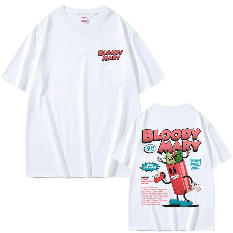 

Bloody Mary Cocktail Cartoon Funny Meme T-shirt Men Women Casual Soft Cotton T Shirts Summer Male Fashion Oversized Streetwear