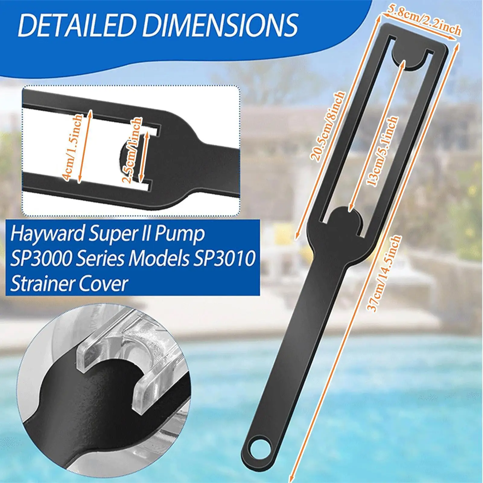 Verwijderingssleutel voor zwembadpomp Zwemmen Badzeef Dekselsleutel Precisie gereedschap voor het verwijderen van zwembadpompdeksel voor spabad Tuin Achtertuin