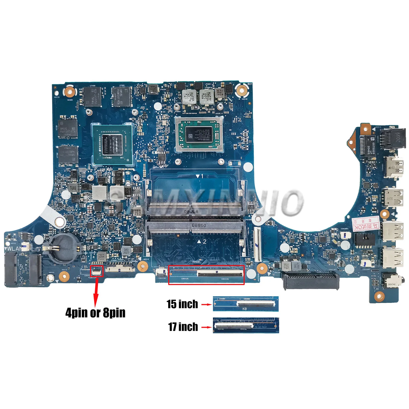 Imagem -02 - Samxinno Fx505dt Placa-mãe para Laptop Asus Fx705dt Fx95dt Fx95d Fx505d Fx505dd Fx705d Placa-mãe R53500h R7-3750h Cpu Gtx1650