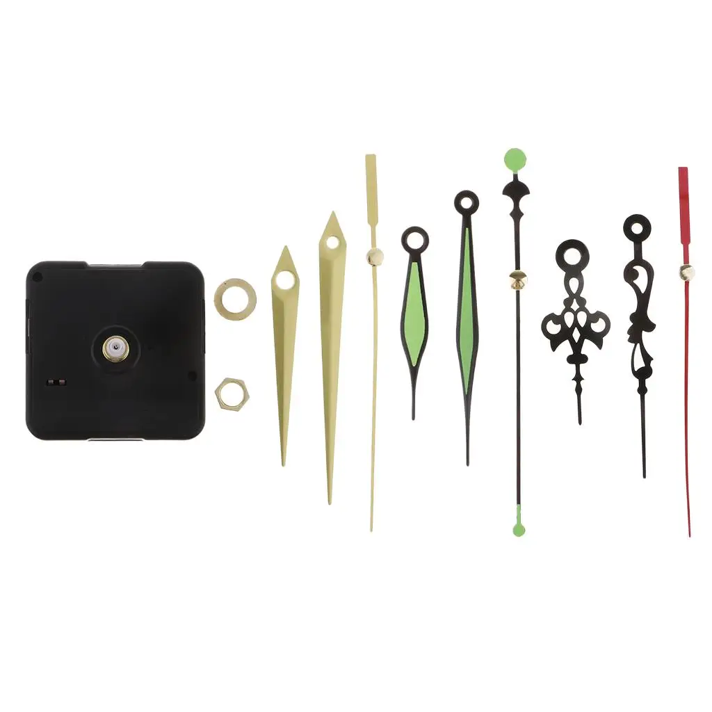 Mecanismo de Reloj de Pared de Cuarzo, Mecanismo Silencioso, Pieza de Repuesto, Kit de Construcción de Relojes DIY, Punteros Luminosos para Decoración de Pared del Hogar