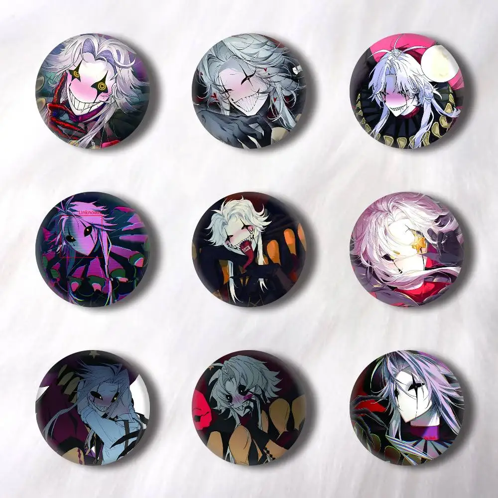 Anime P-Pierrot Pins Badges Round Laser Badge Brooch Clothes Backpack Accessories