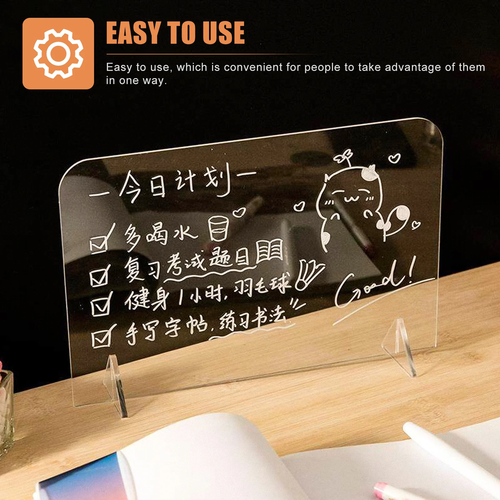 

5pcs Transparent Whiteboards Desktop Writing Message Boards Acrylic Memo Board For Office Home Hotel Use Foldable