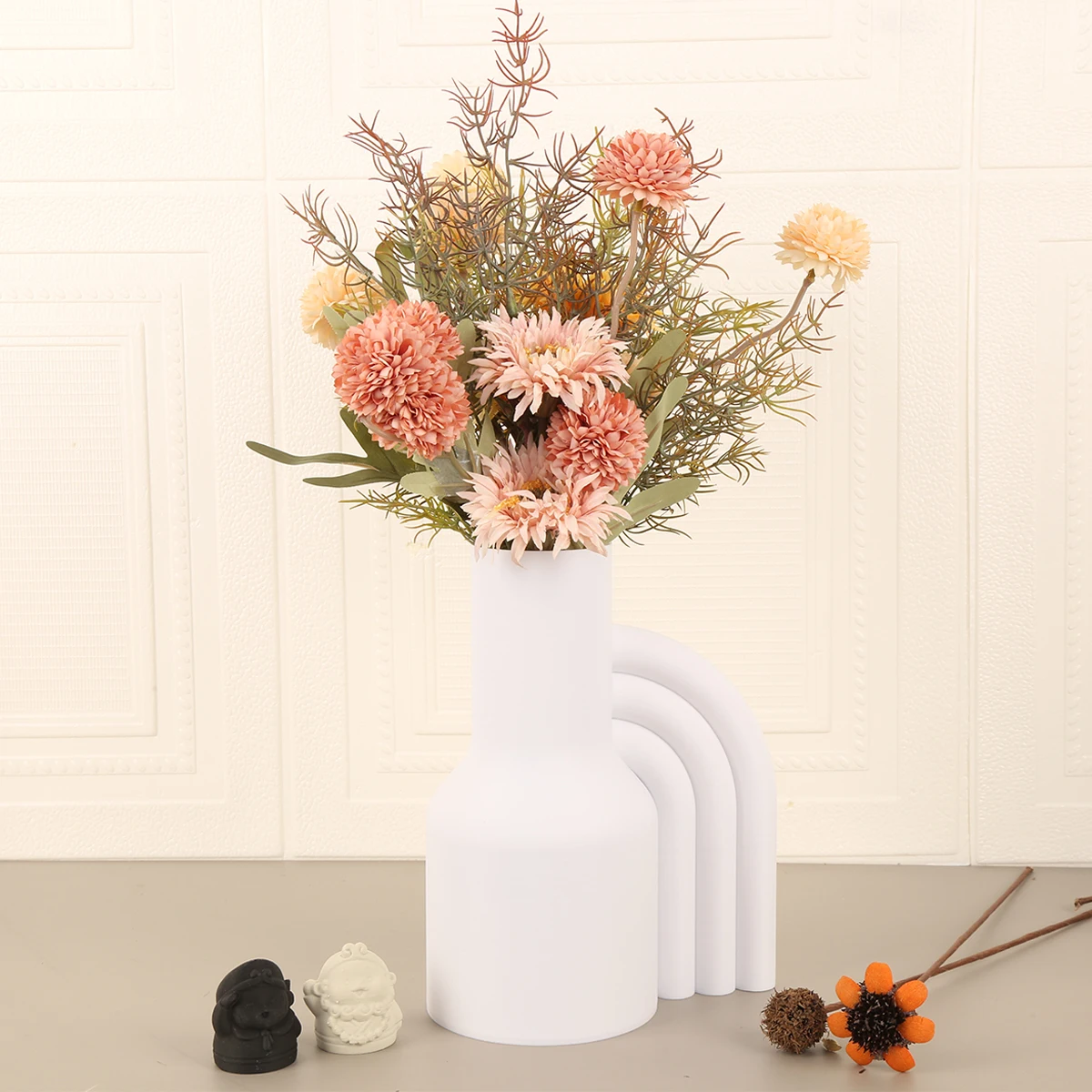 Cross-border Art Flower Vase, Nordic Geometric Arch Spliced Irregular Vase for Home Living Room Dried Fresh Flower Tabletop Deco