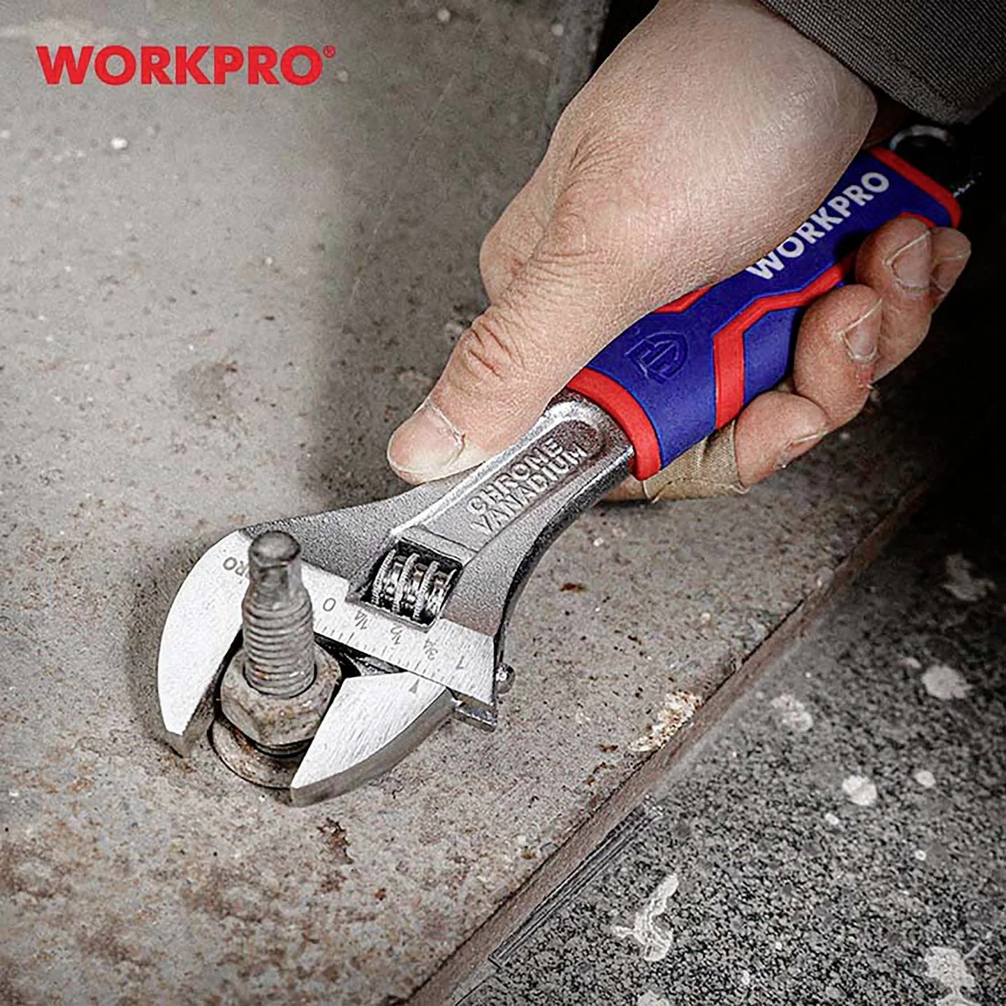 WORKPRO WP272010-2013 4-Piece Adjustable Wrench Set Heavy Duty CR-V Steel Non-slip Grip for Plumbing Automotive Home Repair