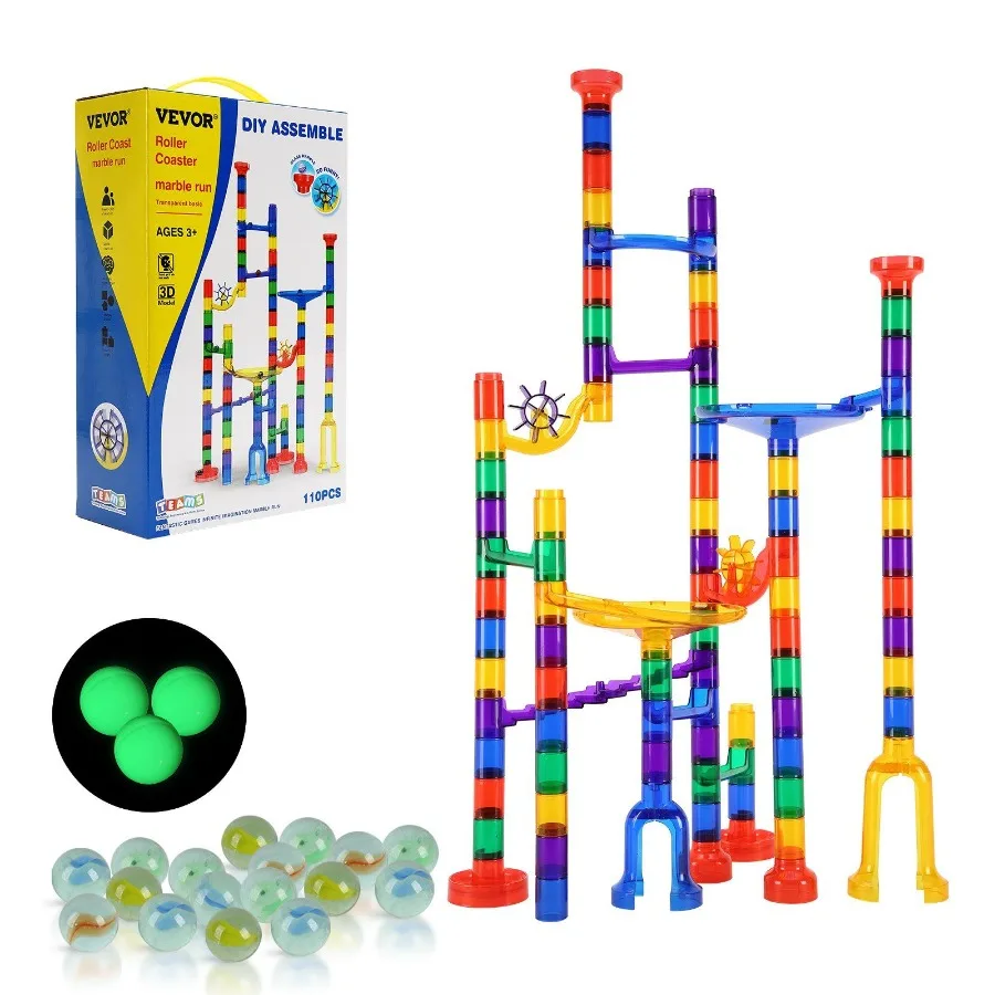Juego de carrera de mármol, 110 Uds., juguete de construcción STEM, regalo educativo de aprendizaje para