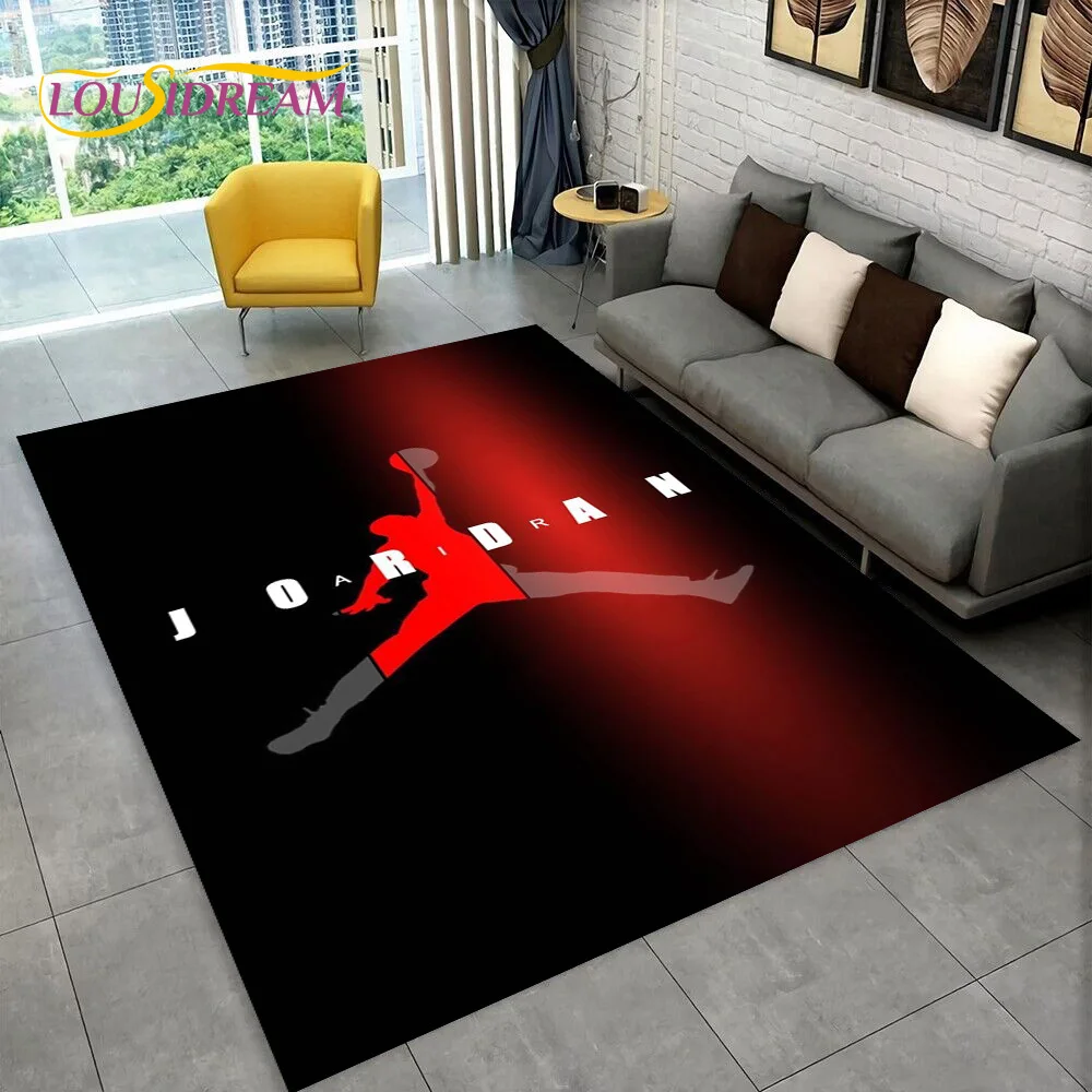 Tapis 3D Jordan-n Basketball HD pour salon, chambre à coucher, décoration de la maison, tapis de sol antidérapant, décoration pour canapé, paillasson, cadeau pour enfants