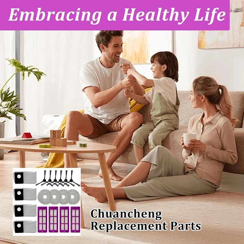 ร้อน! สําหรับ Eureka J15 Pro Ultra เครื่องดูดฝุ่น,ชุดอุปกรณ์เสริมประกอบด้วยตัวกรอง HEPA 4 ตัว,แปรงด้านข้าง 6 ชิ้น,ผ้าซับ 4 ชิ้น,ถุงเก็บฝุ่น 4 ใบ