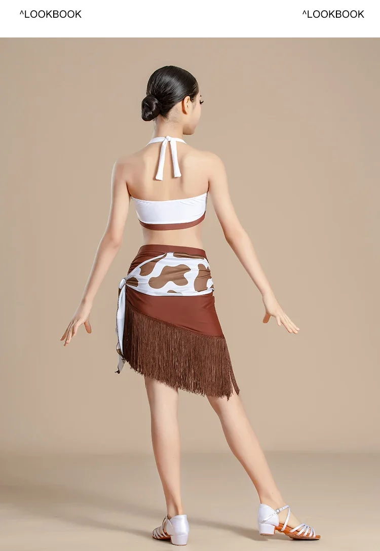 Ensemble de robe de danse latine, vêtements d'été pour enfants, vêtements pour filles, jupe de danse Samba Cha Tango, vêtements de danse de compétition