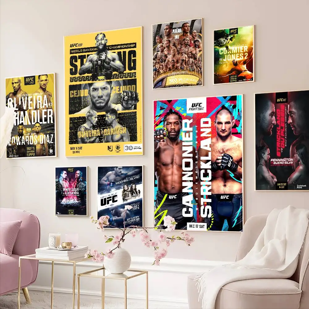 U-Ultimate Fighting Championship UFC Classic Vintage Posters Waterproof Paper Sticker Coffee House Bar Home Decor