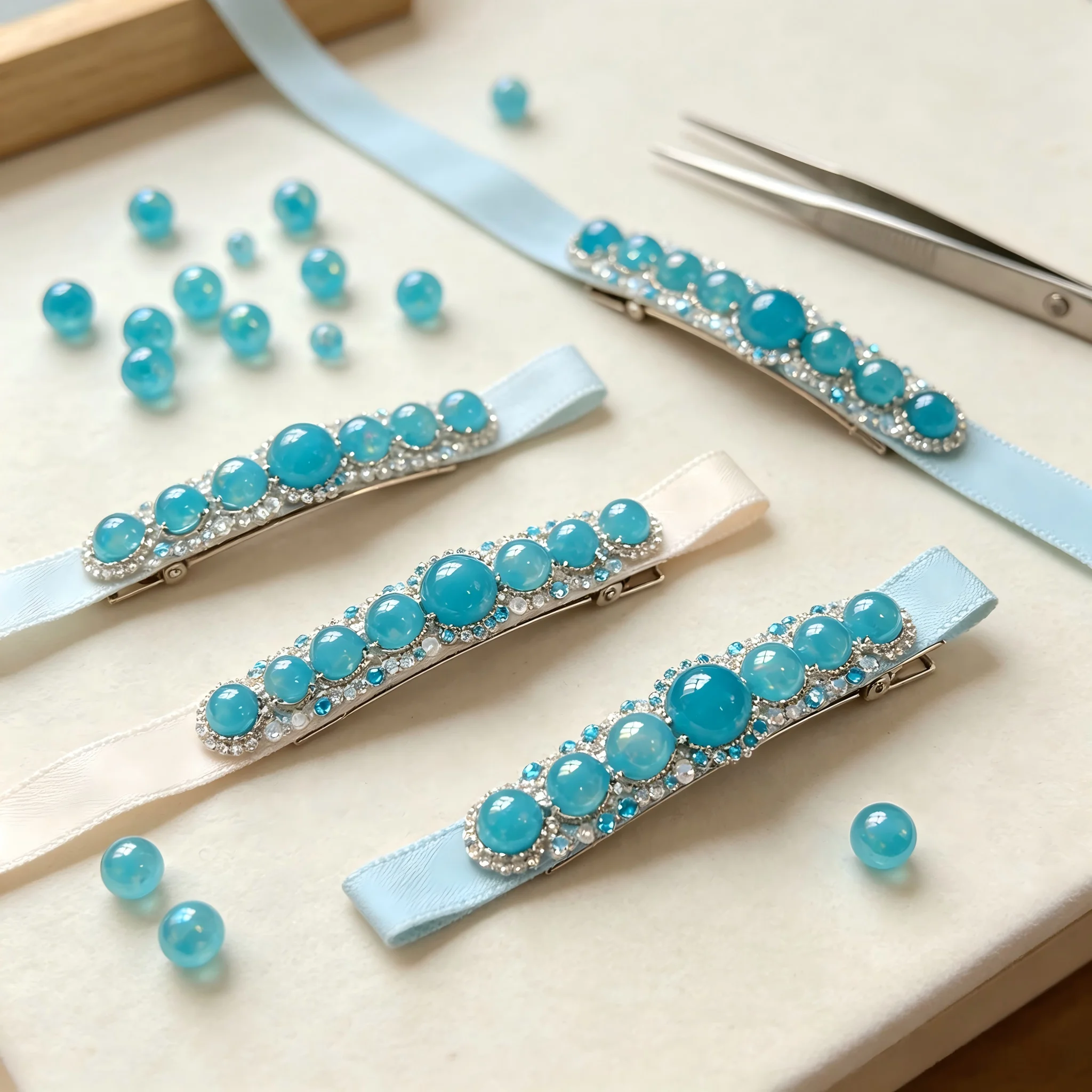 Light Blue Jelly Aurora ABS Imitation Pearl Beads 6-12mm, Through Hole Round Plastic Loose Beads for DIY Bracelet Jewelry