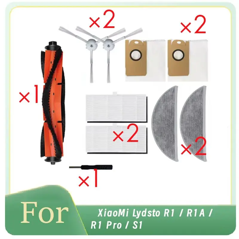NEW|N92R Comprehensive 10 Pcs Accessory Set For Lydsto Robot Vacuums R1 Series And S1: Brushes, Filters, Mop Pads, Dust