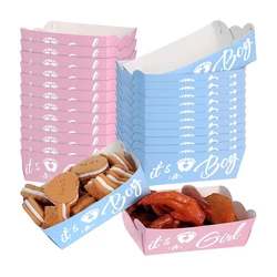 6/12/24pcs Pink And Blue Mini Ship Shaped Candy Popcorn Paper Box Gender Reveal Baby Shower Supplies Girl's Party Decoration