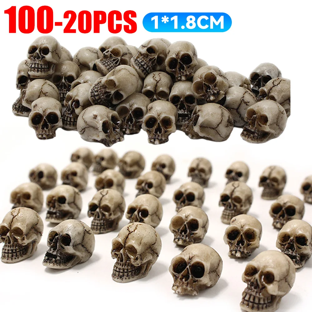Mini-Schädelköpfe zum Sammeln, Halloween-Schädelkopf, Skulpturen, dekoratives Festival-Thema, Landschaft, Garten, Topfpflanze, Dekor