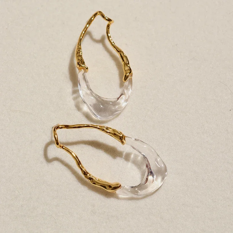 Fashion Crystal Gold Irregular Circular Luxury Earrings Women Top Quality Elegance Party Jewelry