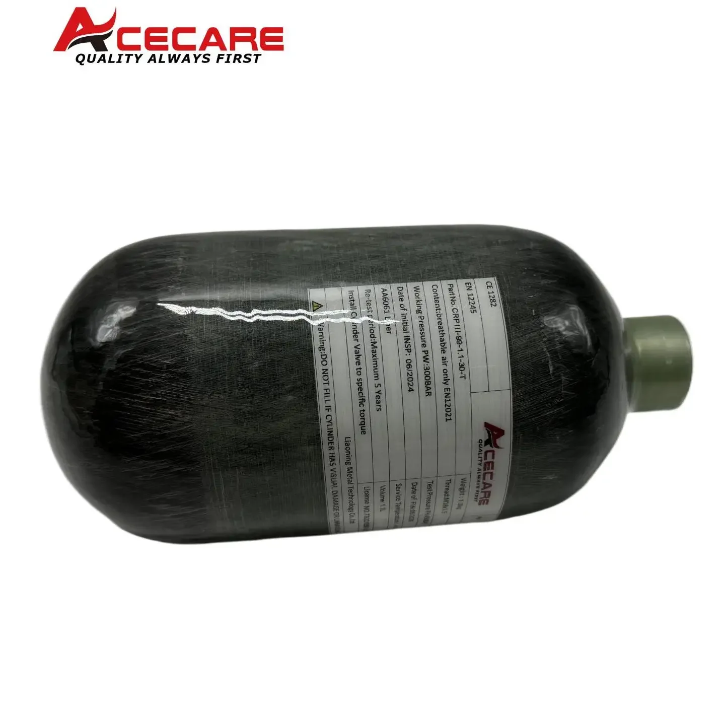 Acecare 4500Psi 300Bar 1.1L Cylinder z włókna węglowego Wysokociśnieniowy zbiornik powietrza Stacja napełniania Zawór regulacyjny Nurkowanie M18 * 1.5