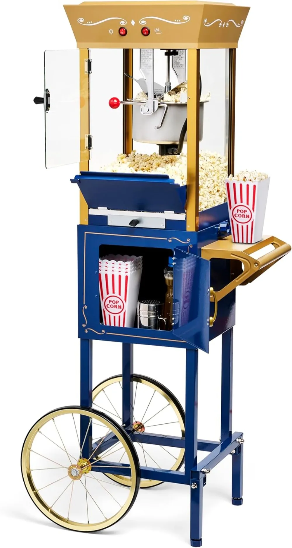 

Nostalgia Popcorn Maker Machine - Professional Cart With 8 Oz Kettle Makes Up to 32 Cups Vintage Popcorn Machine Movie Theater