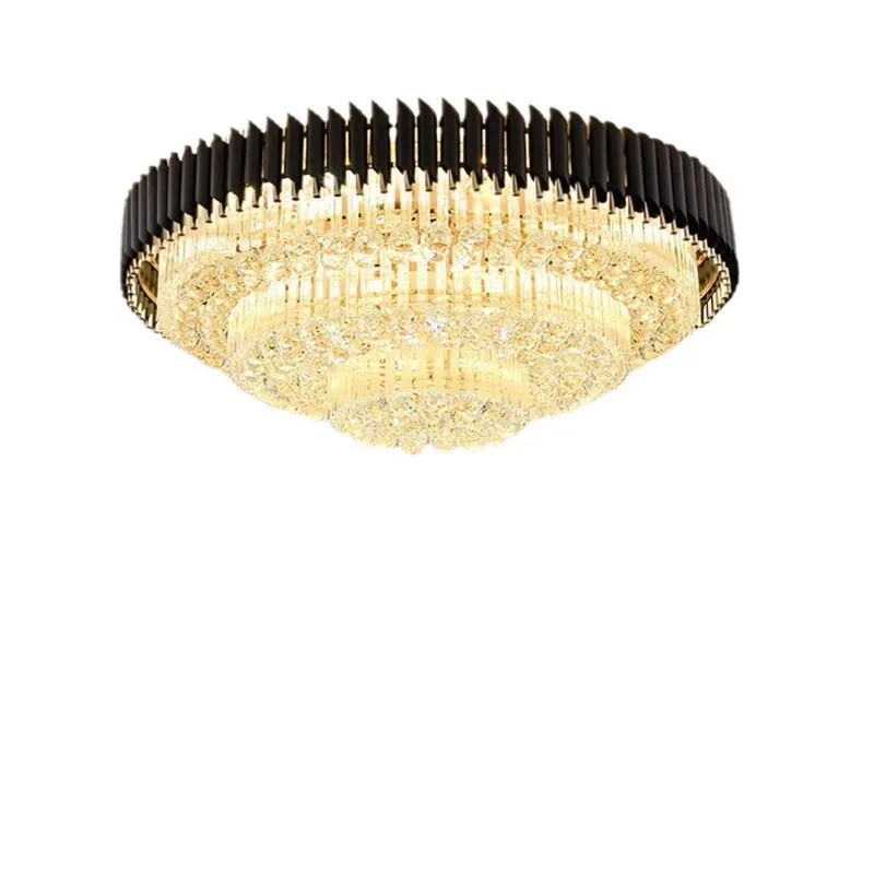 

Light luxury crystal lamp simple modern atmosphere round bedroom dining room lamp