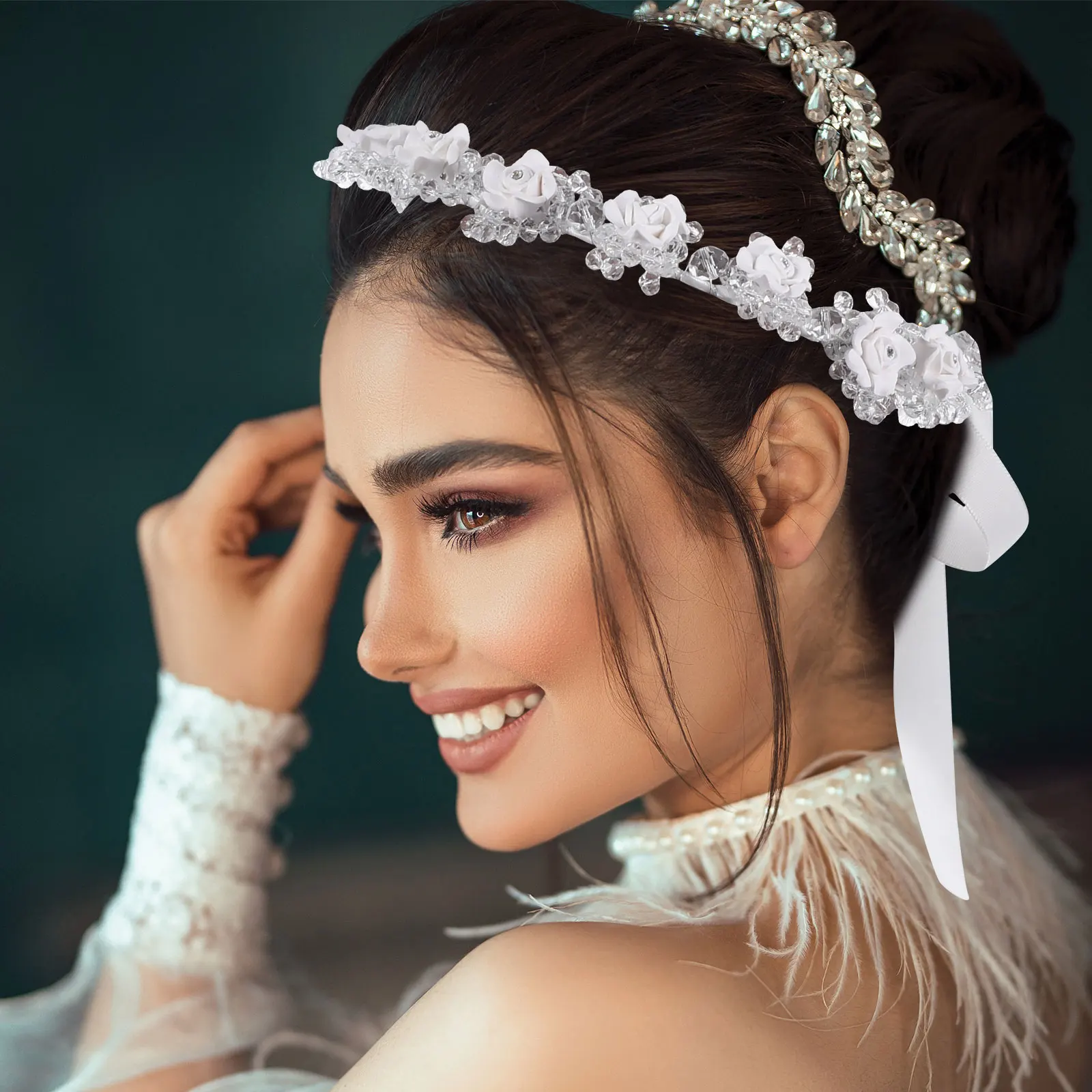 

White Crystal Headpiece Hair Accessories for Women Women Headbands For Hair Wedding Bride Prom Anniversary Party Girls Headbands