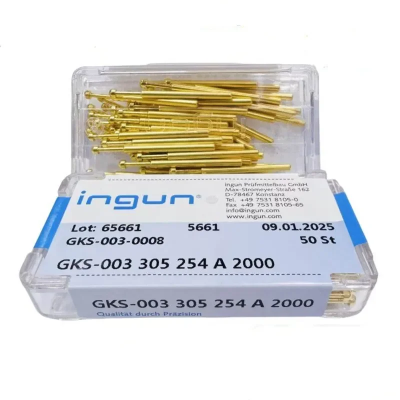 50PCS/box INGUN Probe GKS003 Series Outer Diameter 2.0MM Gold-plated Testing Needle SK4 Telescopic Spring ICT Fixture Top Pin