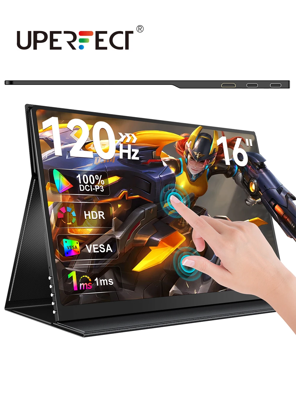 UPERFECT UColor O2 Touch 16“ OLED 120Hz Touchscreen Portable Monitor 3K USB C w/ 100% DCI-P3 500Nit HDMI Computer Gaming Display